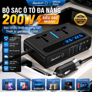 Bộ sạc xe hơi 200W 8in1 sạc cực nhanh màn hình LED tương thích điện thoại laptop
