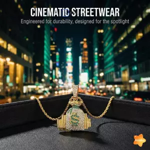 Mặt dây chuyền túi tiền Nelace Phong cách Hip Hop Dollar Ice Out Chain Quà tặng Cubic Zirconia sáng bóng cho bạn bè Phụ kiện dự tiệc mới