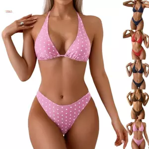 Shas Nữ 2 Chấm Bi Dây Bikini Bộ Thắt Lưng Kỳ Nghỉ Dây Đồ Bơi