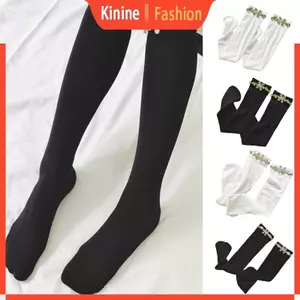 KIN Nữ Mùa Hè Sọc Co Giãn Đầu Gối Preppy Phong Cách Gothic Màu Giả Pha Lê Kim Cương Vớ