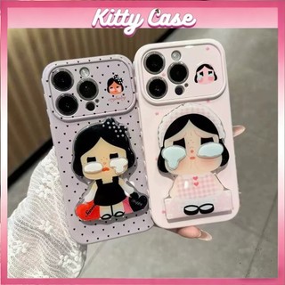 Giá đỡ gương hình em bé khóc 3D tương thích với ốp lưng điện thoại iPhone 11 12 13 14 15 Pro Max 16 17 Plus Dễ thương