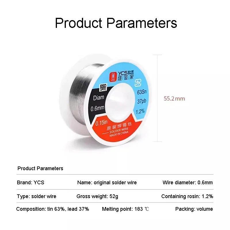 Dụng cụ YCS Dây hàn Độ tinh khiết cao 63 / 37 0.6mm Dễ dàng tan chảy Dây hàn lõi thiếc để sửa chữa điện thoại