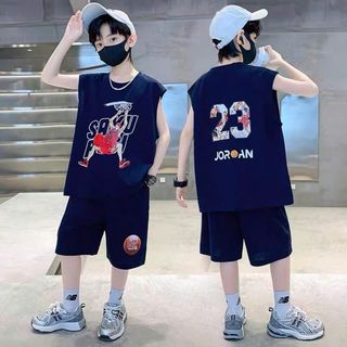 Bộ đồ bộ 3 lỗ SAKU cho bé trai 17-45kg, vải mềm mịn, thấm hút mồ hôi, thời trang thể thao cho trẻ.
