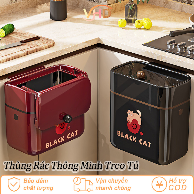 Thùng Rác Treo Bếp 9L Nắp Lật Thông Minh - Gắn Tường Tiện Lợi, Đậy Kín Chống Mùi, Dùng Cho Bếp & Nhà Vệ Sinh