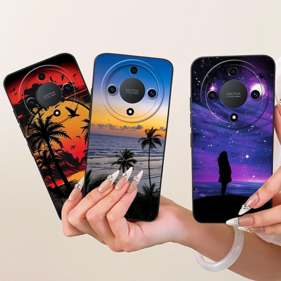 Mèo Trung Quốc Loong Rồng Tranh Vỏ Cho Honor X9B X9D X9A Ốp lưng Mờ Lỏng Silicon Mềm Ốp Lưng Hoạt Hình