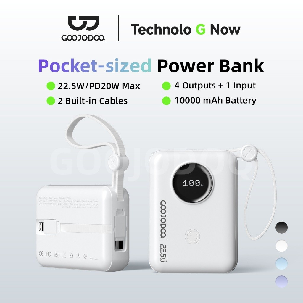 GOOJODOQ 10000mAh Sạc nhanh Powerbank Mini di động cho điện thoại Type C Lightning USB Charge