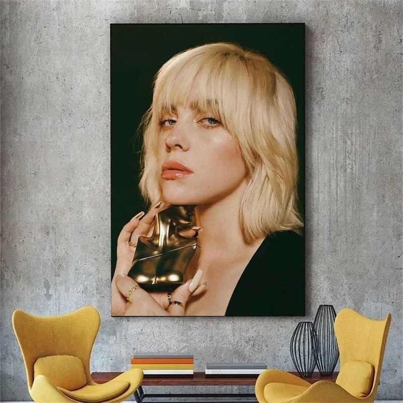 Poster Canvas Không Khung Billie Eilish Nghệ Thuật Treo Tường Hiện Đại Trang Trí Nhà Tranh Cho Phòng Khách Phòng Ngủ In Hình Unframed Với Rung C