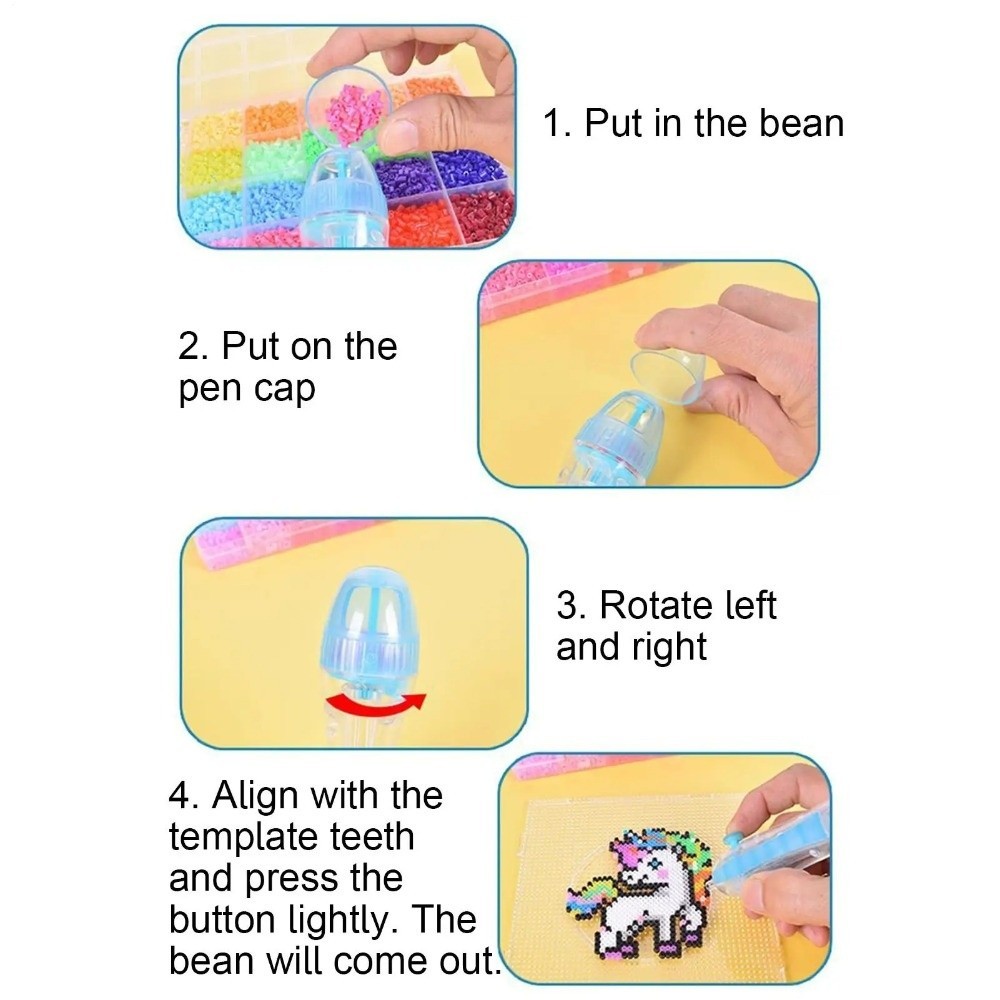 IMISTY Perler Hama Hạt Bút, Bấm Tự Động Hạt Vị Trí Bút, DIY Hạt Thủ Công Dự Án 2.6mm Đầu Thủ Công Máy Làm Dụng Cụ Cầm Hạt Định Vị Bút Trẻ Em