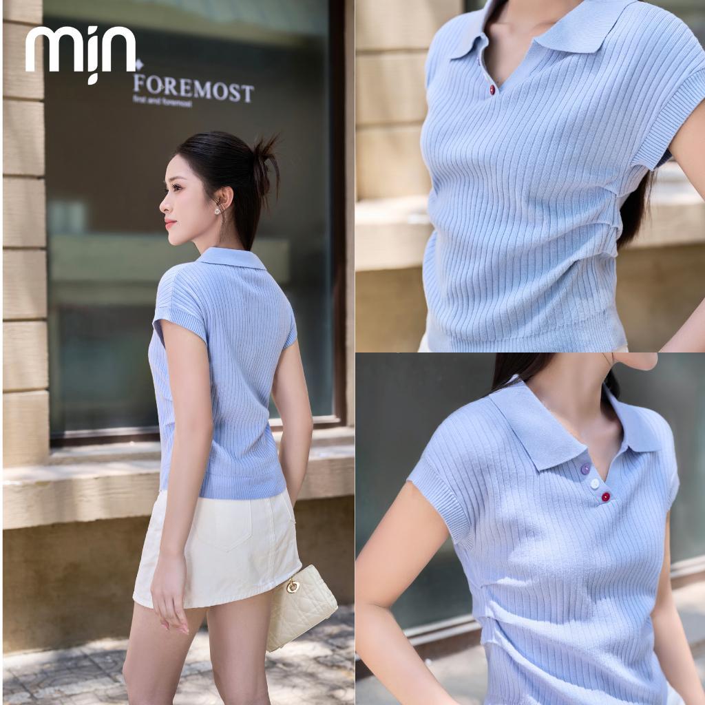 Áo Polo nữ cộc tay Cotton dệt kim xếp ly eo PL01 MỊN VN thanh lịch trẻ trung