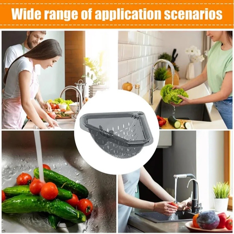 Giỏ đựng nước bồn rửa tam giác từ tính mới Treo dụng cụ lọc nhà bếp để rửa rau củ dư lượng thực phẩm