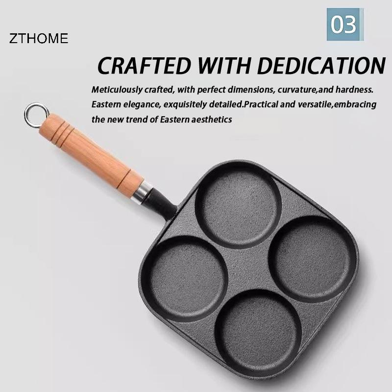 ZTHOME Chảo Chiên Trứng 4 Lỗ Nonsti Nồi Chảo Trứng Chiên Nồi Thích Hợp Cho Bếp Gas Bếp Cảm Ứng HOT
