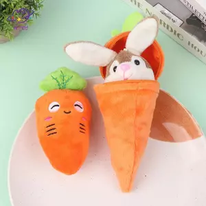 HFTOY Mini Thỏ Dễ Thương Trong Cà Rốt Sang Trọng Đồ Chơi Móc Khóa Anime Nâu Lop Tai Thỏ Mặt Dây Chuyền Búp Bê Nhồi Bông Quà Tặng ~