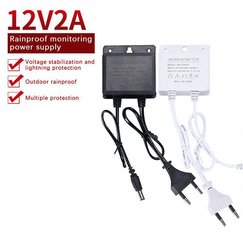 Lat 1 Cái Chống Nước EU / US Cắm Bộ Chuyển Đổi Nguồn DC12V 2A Cho Giám Sát An Ninh Quan Sát AHD Camera Sạc NVR DVR Đầu Vào AC100V-240V linh cẩu