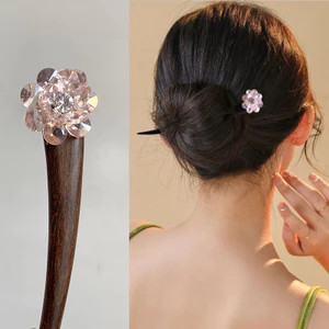 WHX [Fantasy Ice Flower] Phantom Crystal Handmade Kẹp Tóc Thời Trang Đẹp Cao Cấp Gỗ Đàn Hương Kẹp Tóc Phụ Kiện Tóc Trung Quốc Quà Tặng