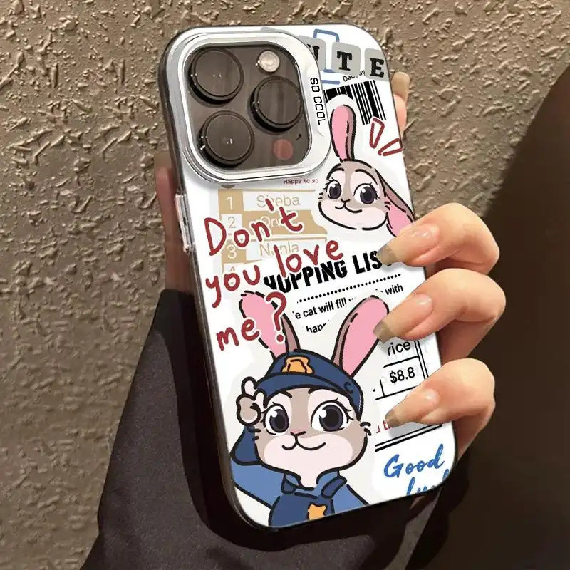 Ốp lưng trong suốt họa tiết Judy Nick, chống va đập bảo vệ toàn diện Bảo Vệ Camera Cấp iPhone 17/16/15/14/13/12/11 Max