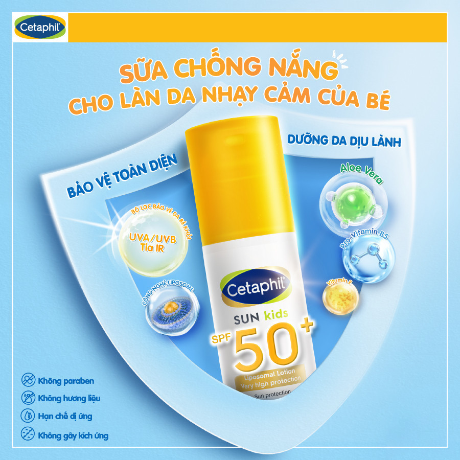 Sữa chống nắng dịu lành cho làn da nhạy cảm của bé từ 6 tháng tuổi CETAPHIL BABY SUN KIDS 150ML