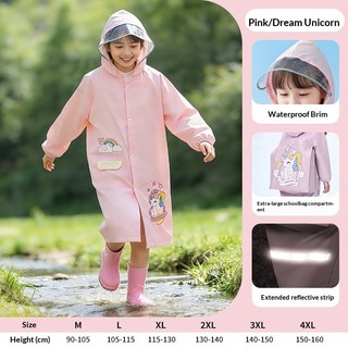 Áo mưa trẻ em có mũ trùm đầu plus-Sized Schoolbag Thiết kế kéo dài không thấm nước