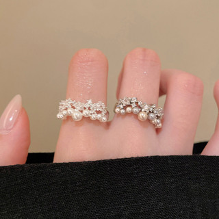 Nhẫn Siêu Sáng Bóng Ngọc Trai Đầy Sao Zircon Nhẫn Nữ Có Thể Điều Chỉnh Mở Nhẫn Phong Cách Hàn Quốc Sang Trọng Niche Thiết Kế Nhẫn Thời Trang
