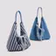PNPIA- Túi Tote vải sọc có thể đảo ngược dành cho nữ Phong cách Hobo Ren nơ trang trí Túi đeo vai lớn để sử dụng thông thường