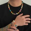 Vòng cổ Choker xếp hình đá quý đầy màu sắc Unisex - Kim cương dát Opal - Đóng cặn - Có thể điều chỉnh 51-60cm - Phong cách Hip Hop mạ vàng