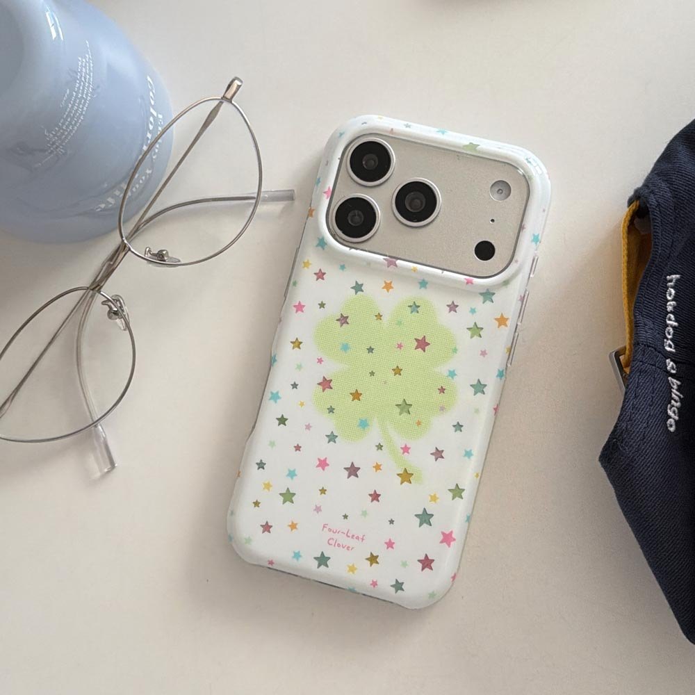 Ốp lưng cứng Tương thích với iPhone 15Pro 15ProMax 16 16Pro 16ProMax 17 17Pro 17ProMax Ốp lưng họa tiết cỏ ba lá hình ngôi sao đầy màu sắc