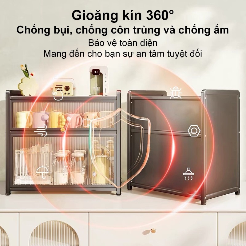 Kệ bếp để bàn sắt chịu tải nặng 2-3 tầng đa năng chống gỉ bền đẹp Tủ bếp đa năng rộng rãi chứa đồ nhiều