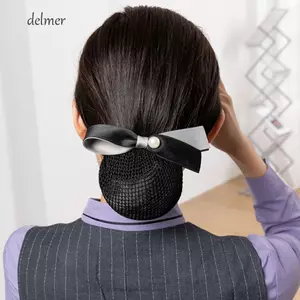 DELMER Bun Snood, Ruy Băng Mũ Nơ Lò Xo Kẹp, Phụ Kiện Tóc Thanh Lịch Kẹp Đuôi Ngựa Phong Cách Hàn Quốc Tóc Lưới Bao Bé Gái