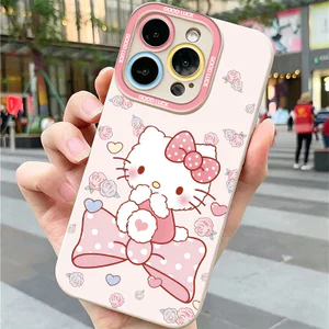 Ốp lưng iPhone Hello Cat Bow Pattern Vỏ máy ảnh silicon mềm - iP 7/8/X/XS/XR/11/12/13/14/15/16/17/Plus/Air/Pro/Max