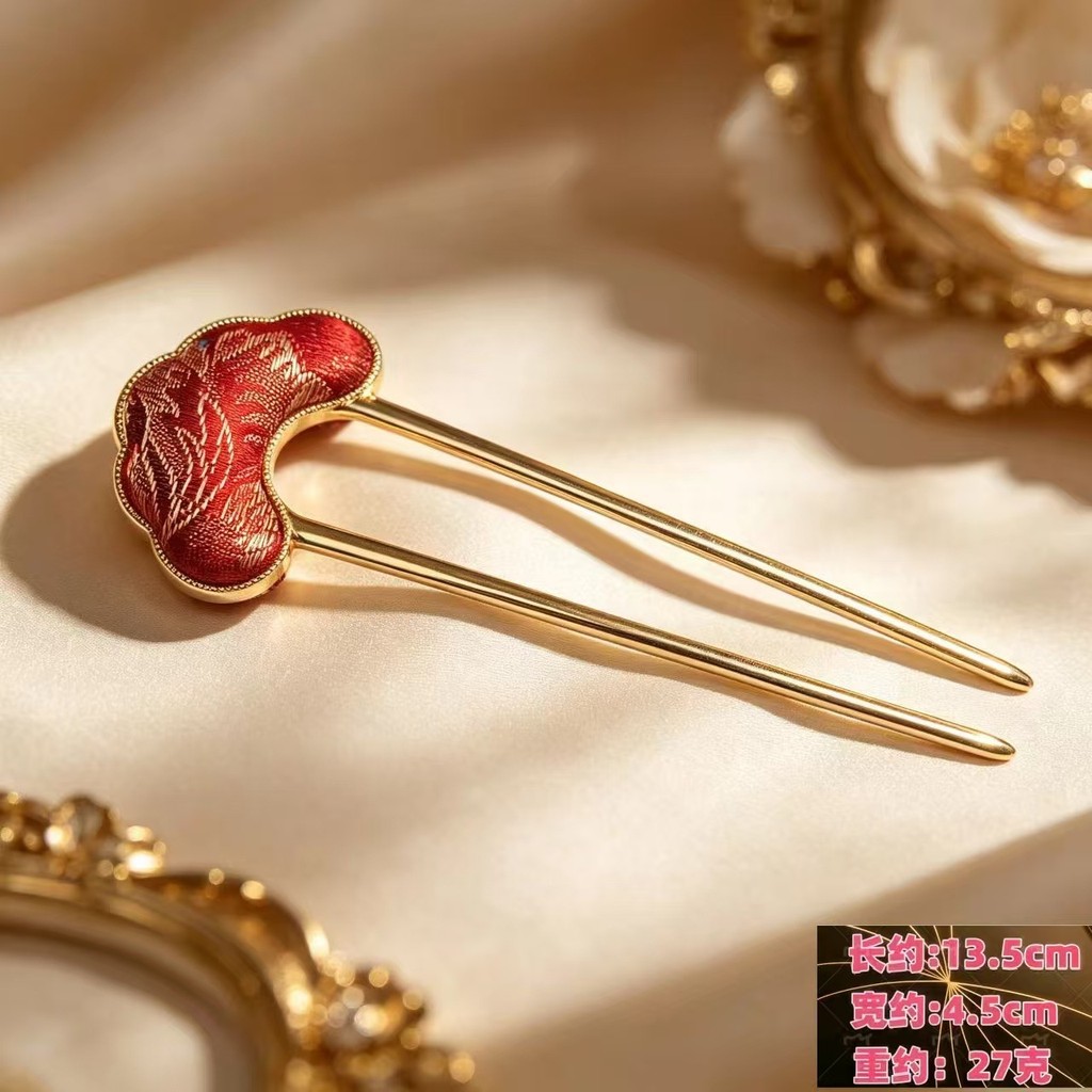 WHX [Hợp Thời Trang Quốc Gia] Song Jincai Song Craft Kẹp Tóc Retro Cổ Hình Chữ U Kẹp Tóc Cao Cấp Sườn Xám Hanfu Phụ Kiện