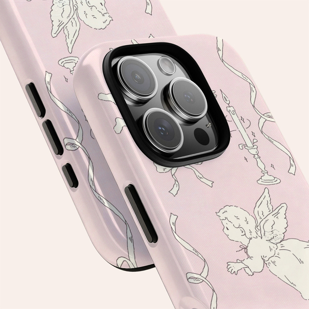 Fresh Pink Angel Thích hợp cho iPhone 17ProMax 16Pro 15 11 12 13 14 xs XR 17Air Vỏ bảo vệ hai lớp chống sốc VCXL UUW4