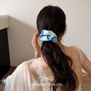 Yoing / Xếp Ly Bầu Trời Đầy Sao Màu Tóc Nữ Nhiễm Trùng Cao Cấp Smudge Phong Cách Satin Dễ Thương Scrunchy Tóc Dây Buộc