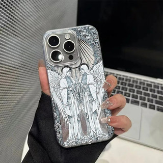 Ốp điện thoại di động thiên thần cầu nguyện Vỏ mềm tương thích iPhone 12ProMax 16ProMax Premium 14plus 13Pro Thời trang 15ProMax 11promax Sáng tạo 17PROMAX Vỏ bảo vệ sang trọng nhẹ chống sốc