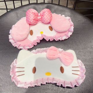 Dễ Thương Hello Kitty Hello Kitty Có Thể Điều Chỉnh Giai Điệu Màu Hồng Che Mặt nạ Mắt Hoạt Hình Ngủ Bảo Vệ Mắt Ren