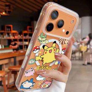 Ốp lưng iPhone họa tiết Pikachu hỗ trợ sạc không dây từ tính - iP 7/8/X/XS/XR/11/12/13/14/15/16/17/Plus/Air/Pro/Max