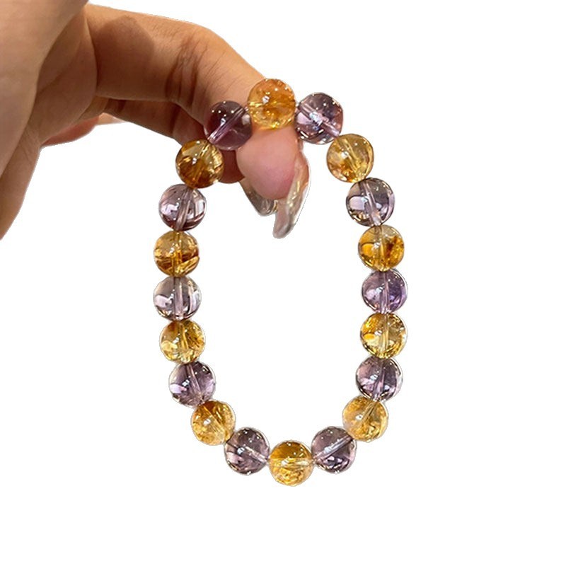 Mới Thạch Anh Tím Vòng Tay Nữ Ins Niche Thiết Kế Sự Giàu Có Thu Hút Cao Cấp Citrine Tháp Cổ Tay Pha Lê