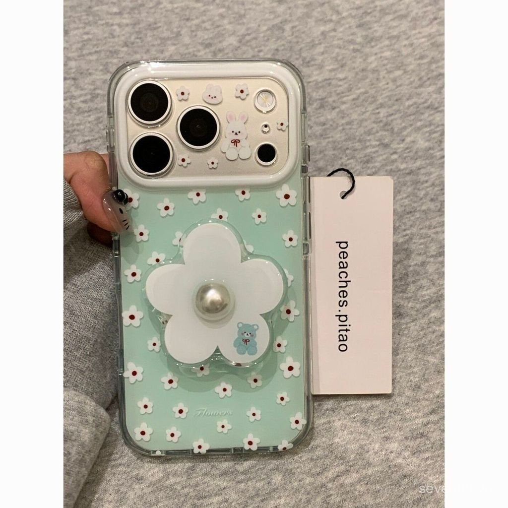Ốp Điện Thoại Thích Hợp Cho iPhone 11 12 13 14 15 16 17 Pro max Plus Graffiti Hoa Thỏ Chân Đế Chống Sốc Chống Sốc Vỏ Bảo Vệ Bao Gồm Tất Cả JIW0