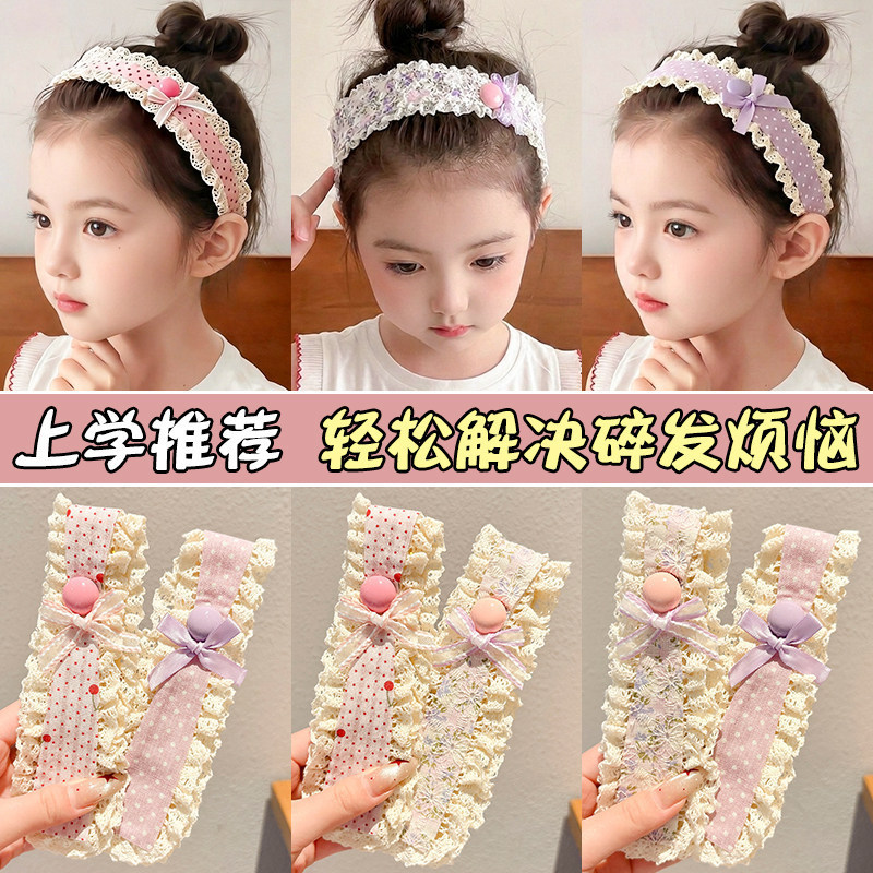 Dệt Kim Thêu Băng Đô Velcro Nổ Tóc Gãy Hoàn Thiện Băng Đô Phụ Kiện Tóc