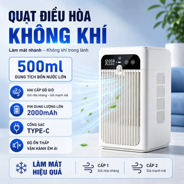 Quạt điều hòa quạt quạt hơi nước phun sương quạt sạc điện 500ml 2000mAh Type-C 2 cấp độ gió làm mát nhanh du lịch mùa hè
