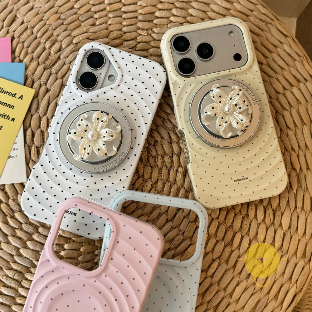 Phone Case For iPhone 17 Pro Max 16 15 14 13 with Griptok TPU Magnetic Polka Dot with Griptok Polka Dot Aesthetic Korean Cute