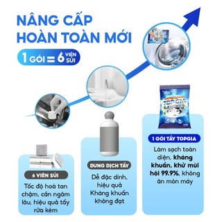 Bột vệ sinh lồng máy giặt TopGia, Combo 3 gói tẩy lồng giặt, khử mùi, làm sạch cặn bẩn, diệt khuẩn