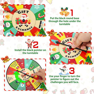HAN _ [Trò chơi Giáng sinh gia đình vui nhộn] Bộ trò chơi này bao gồm bảng quay bằng gỗ theo chủ đề Giáng sinh in họa tiết hành động quà tặng khác nhau và máy quay nhựa Người chơi thay phiên