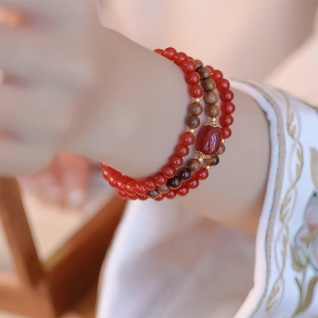 Hàng ngàn vòng tay mã não đỏ tự nhiên bọc lụa