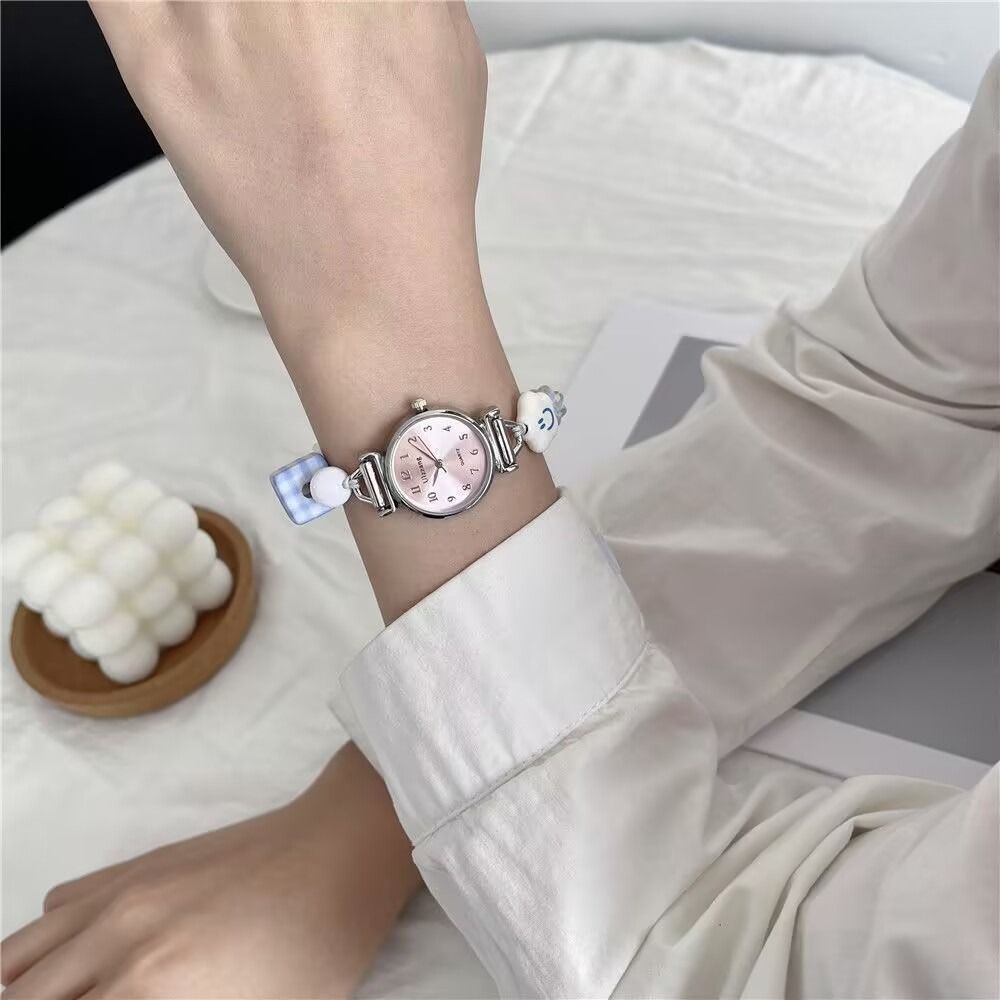Đồng hồ đeo tay HOBBYIN, Đồng hồ đeo tay hoạt hình dòng màu xanh, Phụ kiện đồng hồ đeo tay có thể điều chỉnh dễ thương Đồng hồ thạch anh sao cho bé gái