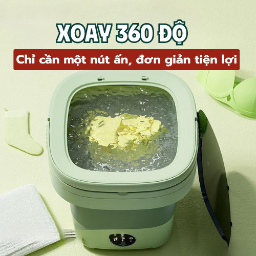 Máy Giặt Mini Di Động, Vắt Khô Nhanh, An Toàn, Khử Khuẩn Ánh Sáng Xanh.