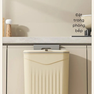Thùng Rác Treo Tủ Bếp 12L Nắp Lật Tiện Lợi, Dán Tường/Nhanh Gọn, Không Cần Khoan
