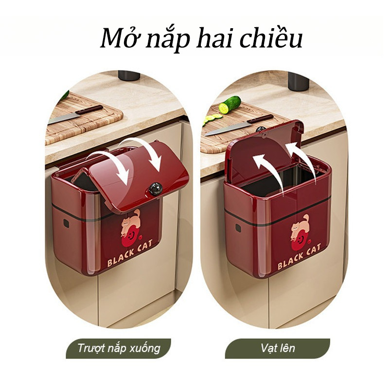 Thùng Rác Treo Bếp 9L Nắp Lật Thông Minh - Gắn Tường Tiện Lợi, Đậy Kín Chống Mùi, Dùng Cho Bếp & Nhà Vệ Sinh