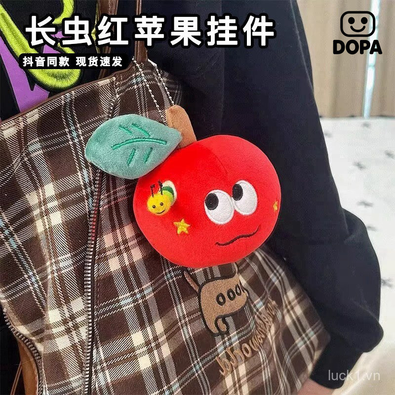 Spike Price Apple Caterpillar Mặt Dây Chuyền Sang Trọng Búp Bê Dễ Thương Sâu Dài Hòa Bình Trái Cây Móc Khóa Ẩn Nhẫn Quà Tặng Bất Ngờ