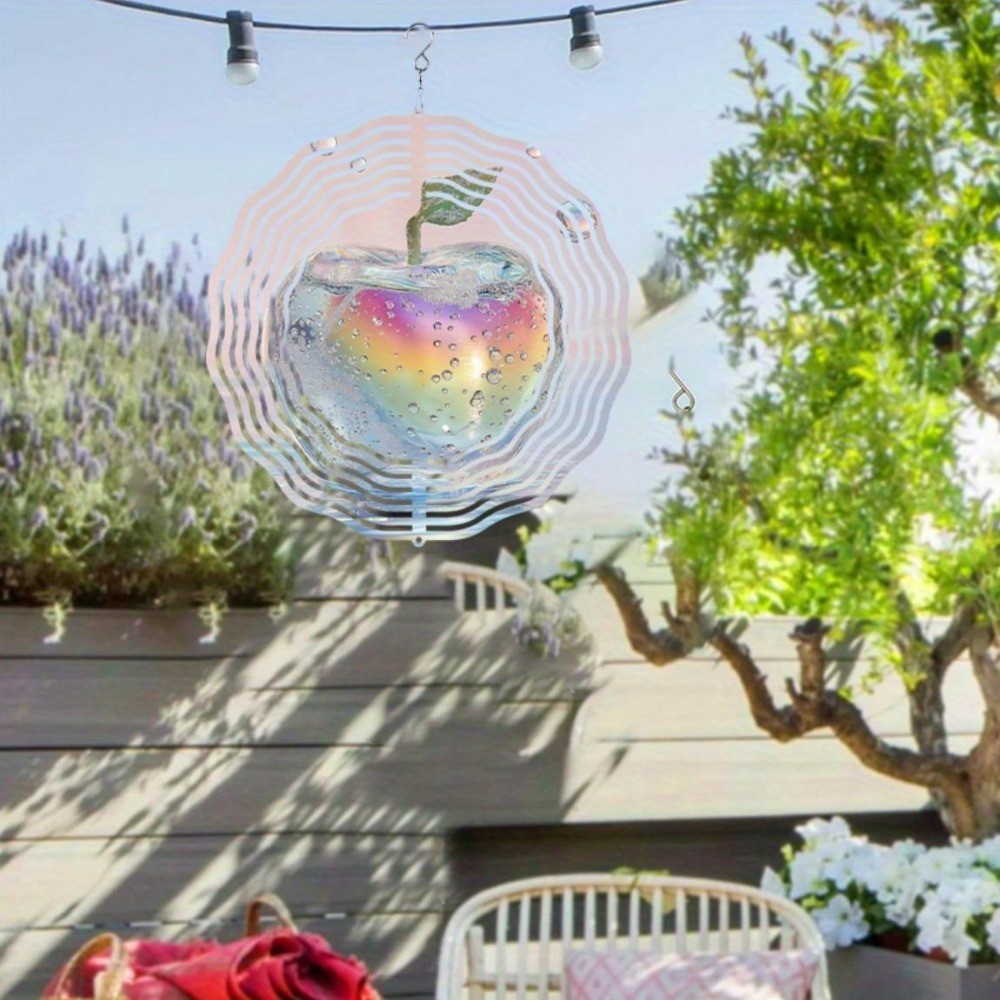 2DRainbow Halo Apple Wind Spinner Kim Loại Trang Trí Sân Vườn Cho Trong Nhà Ngoài Trời Tất Cả Các Mùa Trang Trí Ngày Lễ Giáng Sinh Phục Sinh