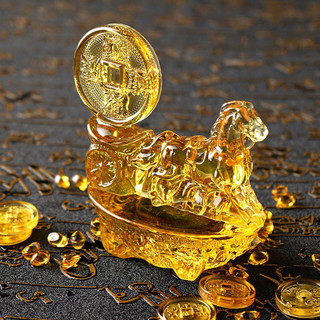 Citrine Đồ trang trí phong phú ngay lập tức Năm con ngựa Cá Đồ trang trí văn phòng Quà tặng Khắc pha lê Vàng