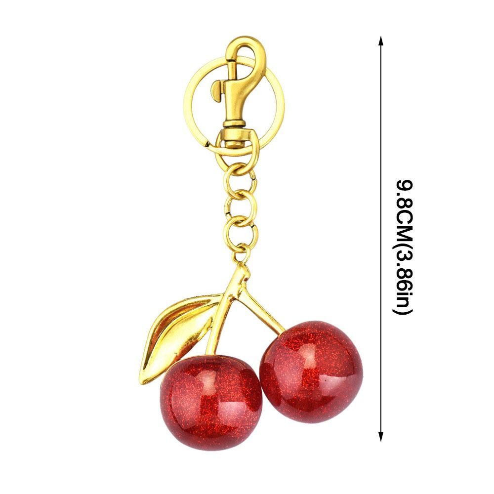 ITRUMPET Cherry Móc Khóa, Móc Khóa Nhựa Lấp Lánh, Thời Trang Lấp Lánh DIY Trang Sức Trái Cây Tai Nghe Mặt Dây Chuyền Ba Lô Treo Trang Trí